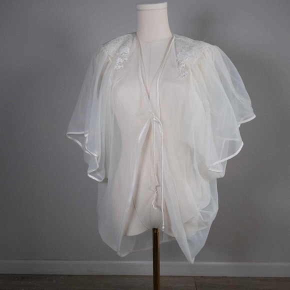 Val Mode Other - Vintage Val Mode Lingerie Womens 80's 90's Sheer Robe Embroidery Crochet Small